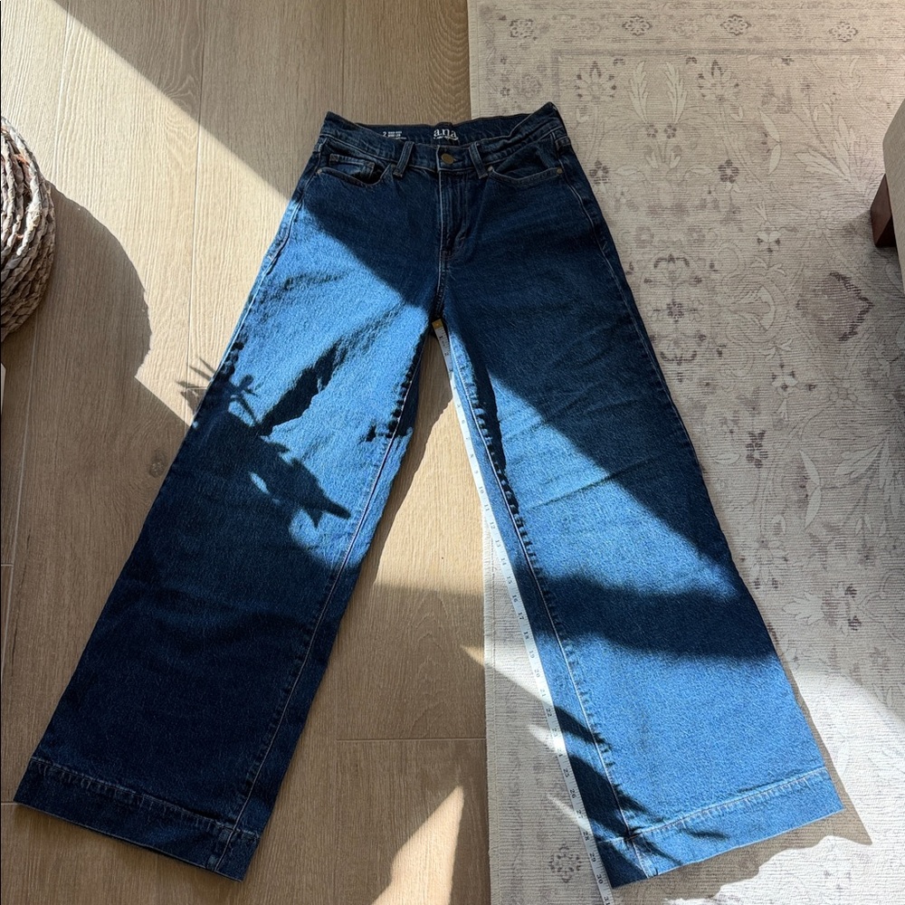 a.n.a Dark Blue Wide-Leg High-Rise Jeans